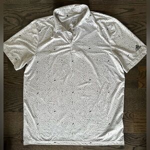 Adidas Men's White Speckled Golf Polo Shirt